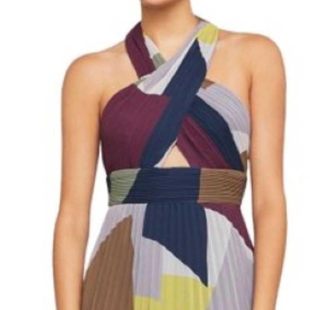 BCBGMAXAZRIA Pleated Haulter Formal Dress